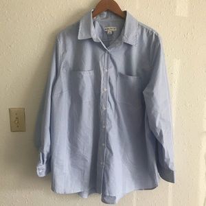 Ava & Viv Blue & White Striped Button Up Size 2X